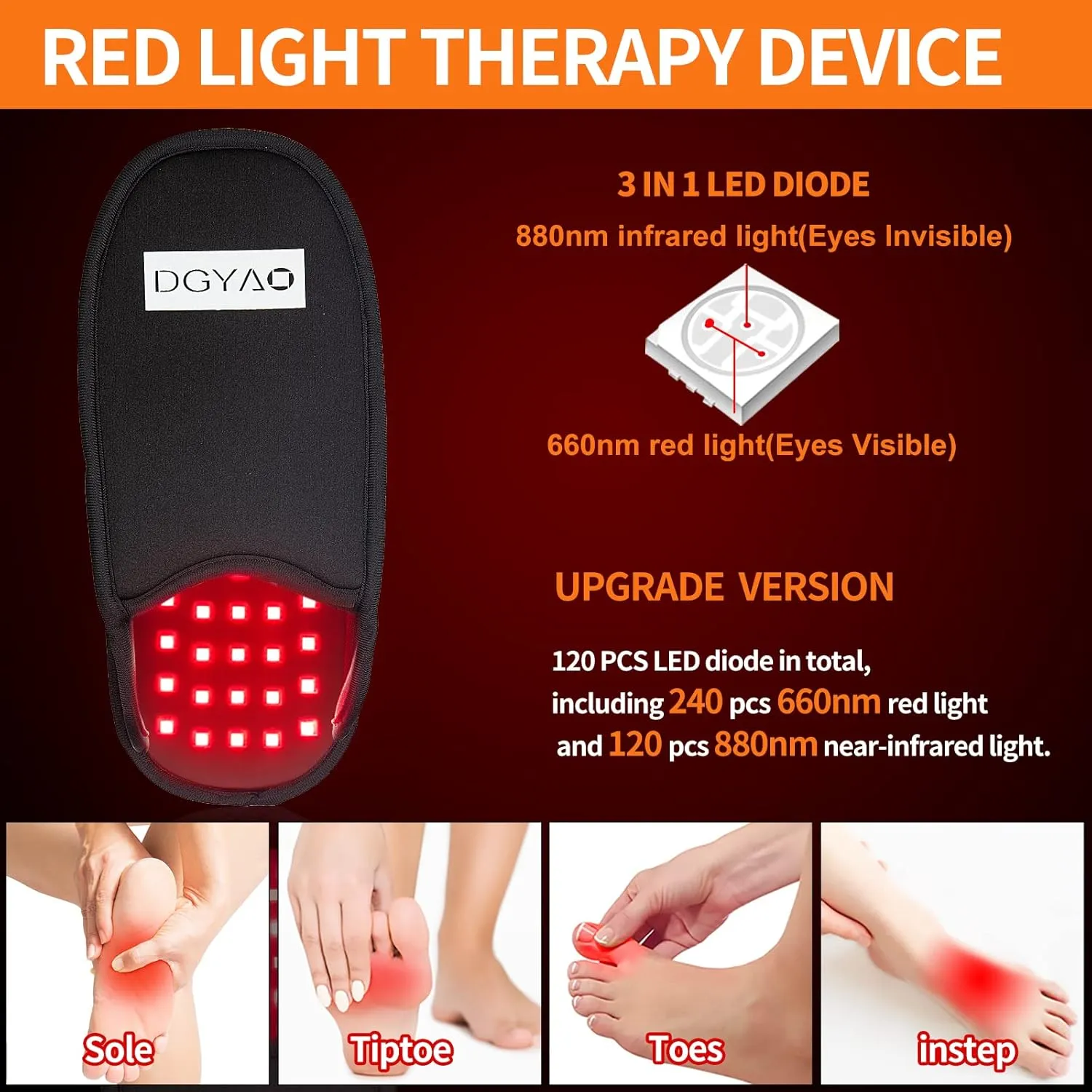 Upgraded Red Infrared Light Therapy for Feet Pain Relief FDA Cleared LED Light Therapy Slipper Device for Foot Toes Instep Heel Home Use (Ps-hj2)