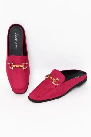 Vegan Mules - Black - Hot Pink