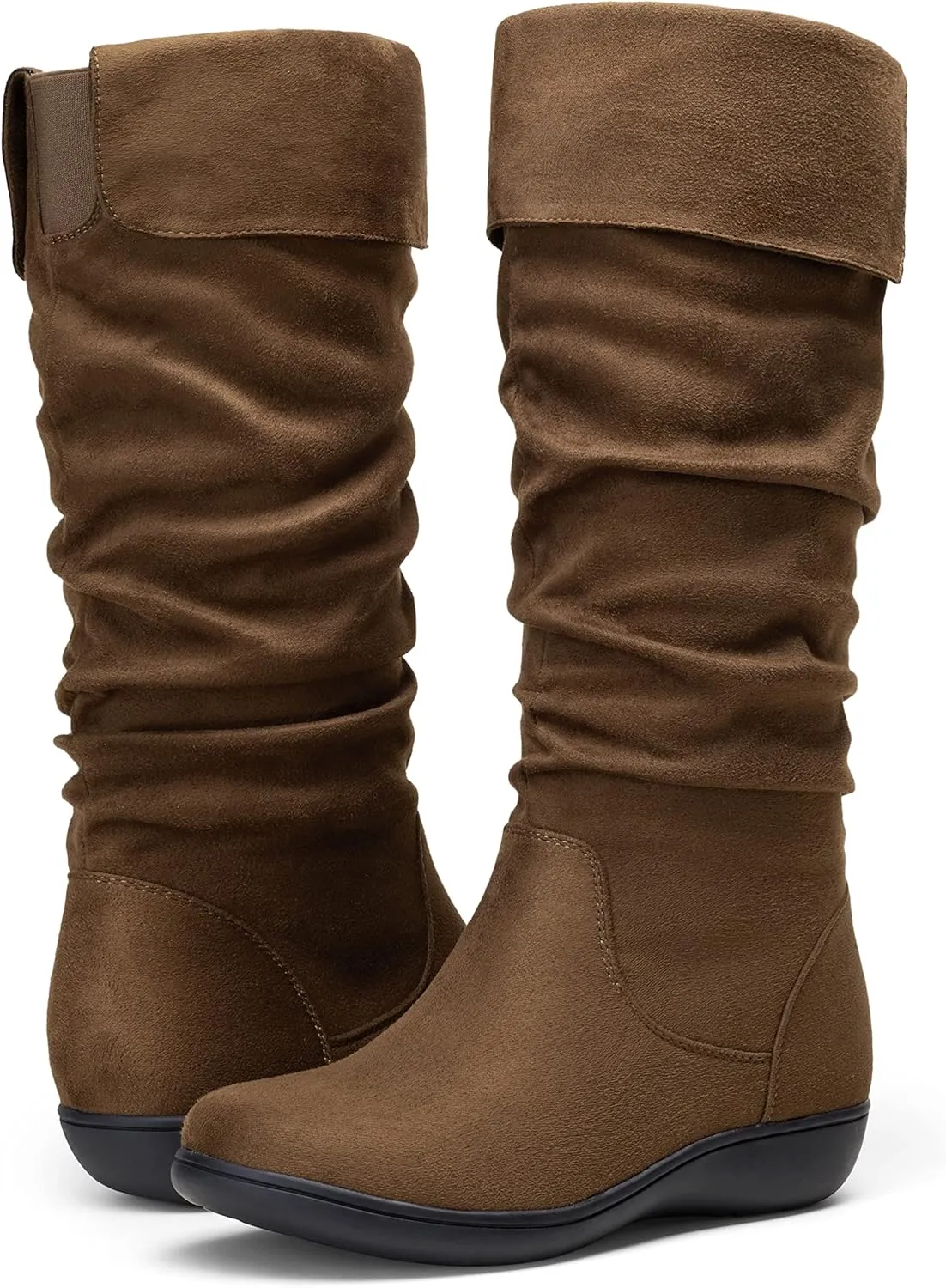 Vepose Women's Knee High Comfortable Boots Suede Slouch Flat Boots for Women