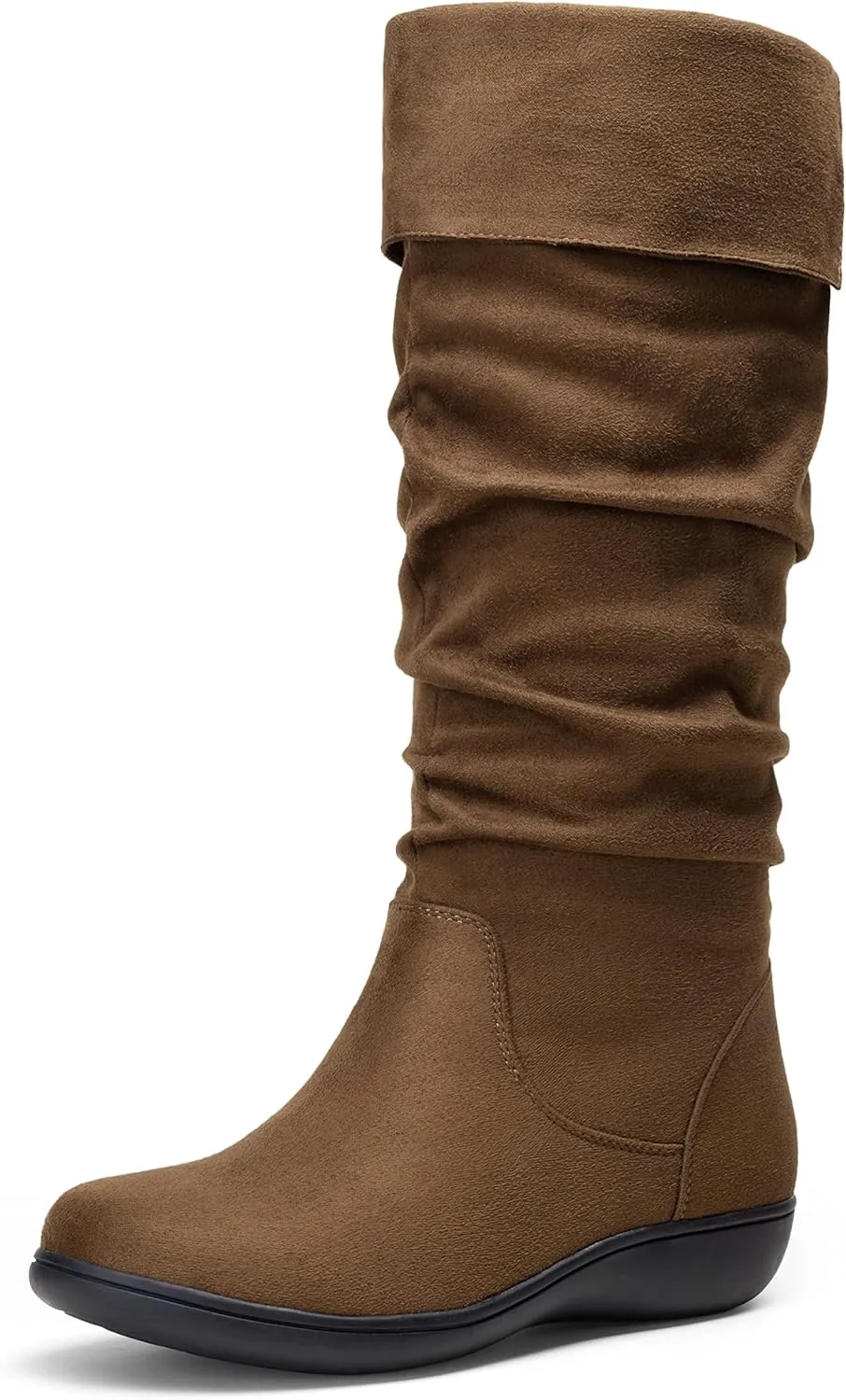 Vepose Women's Knee High Comfortable Boots Suede Slouch Flat Boots for Women