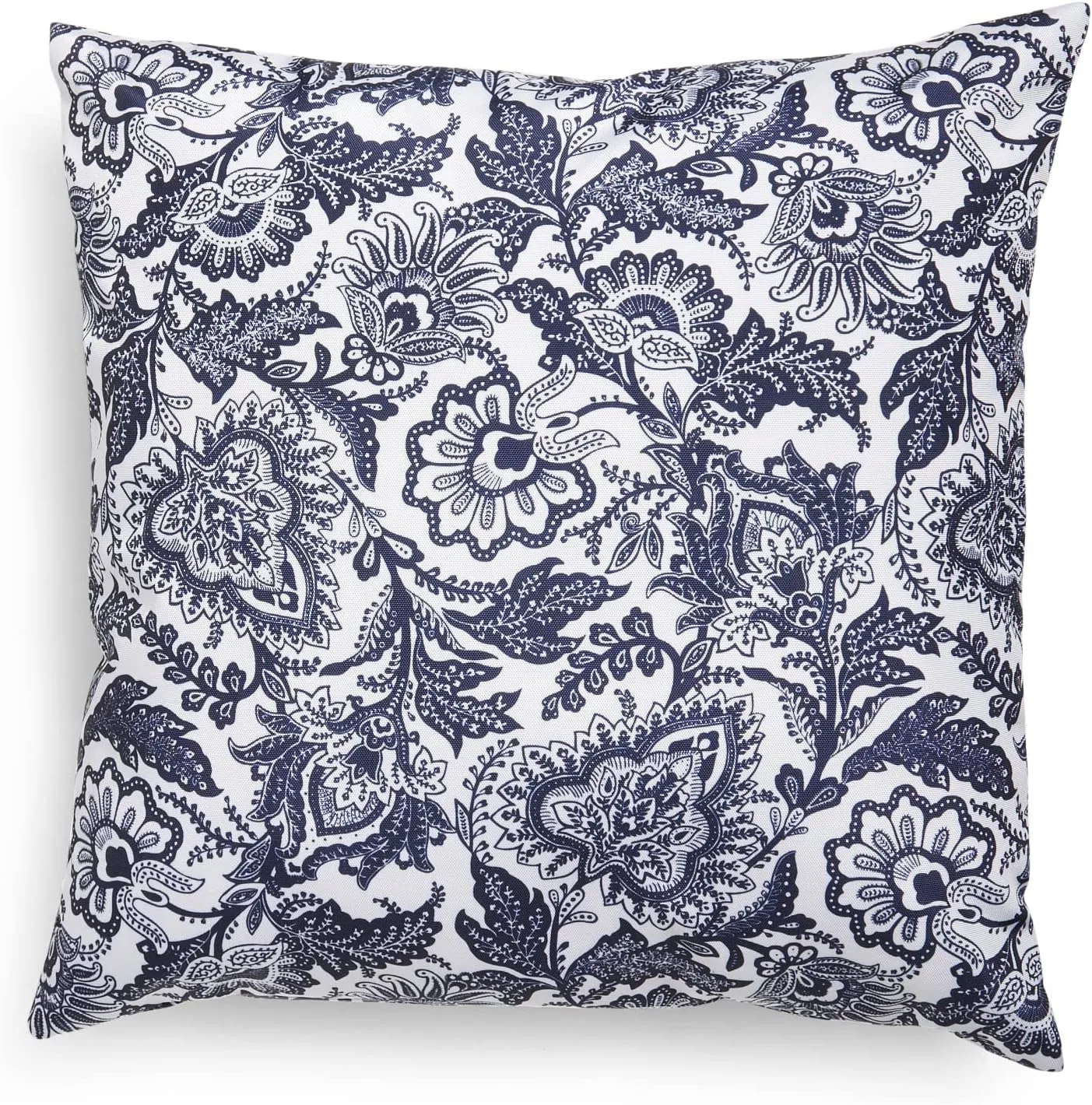 Vera Bradley Women's Recycled Lighten Up Water-resistant Indoor/Outdoor Throw Pillow With Hypoallergenic Insert, Java Navy & White, One Size