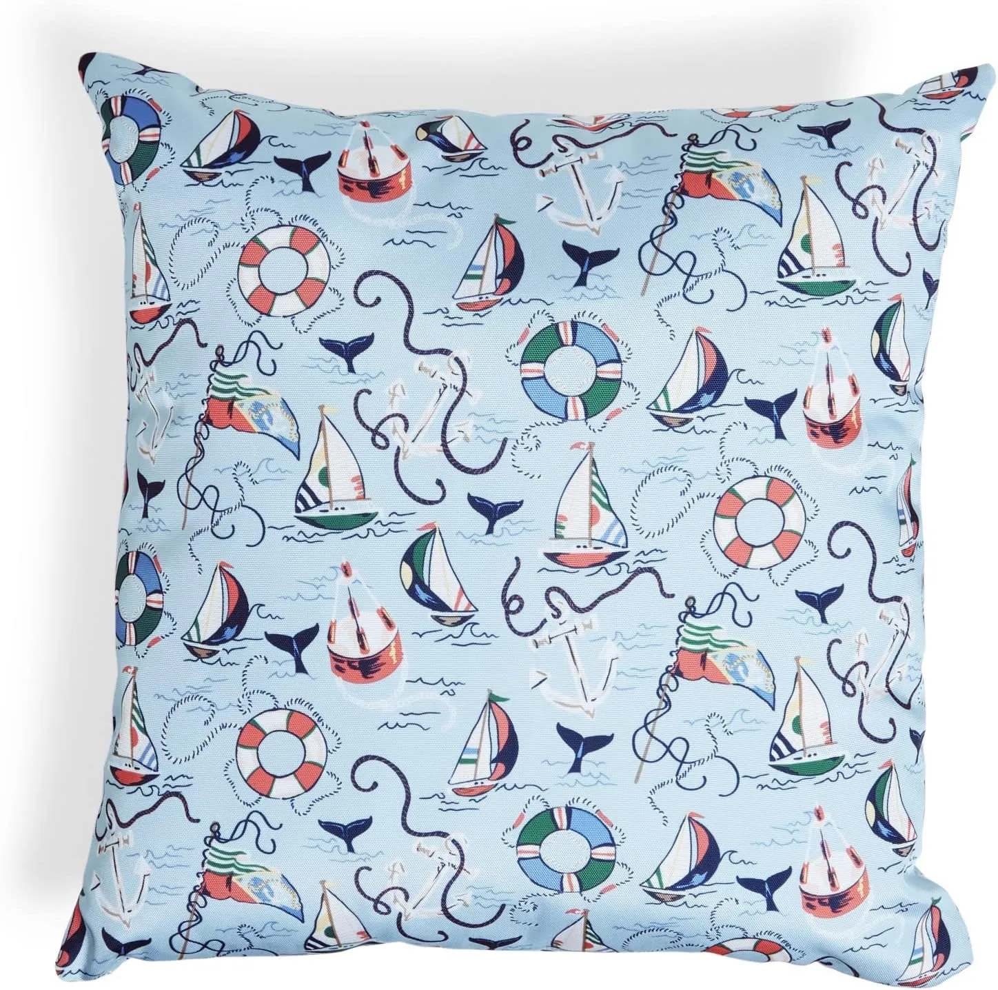 Vera Bradley Women's Recycled Lighten Up Water-resistant Indoor/Outdoor Throw Pillow With Hypoallergenic Insert, Really Regatta, One Size