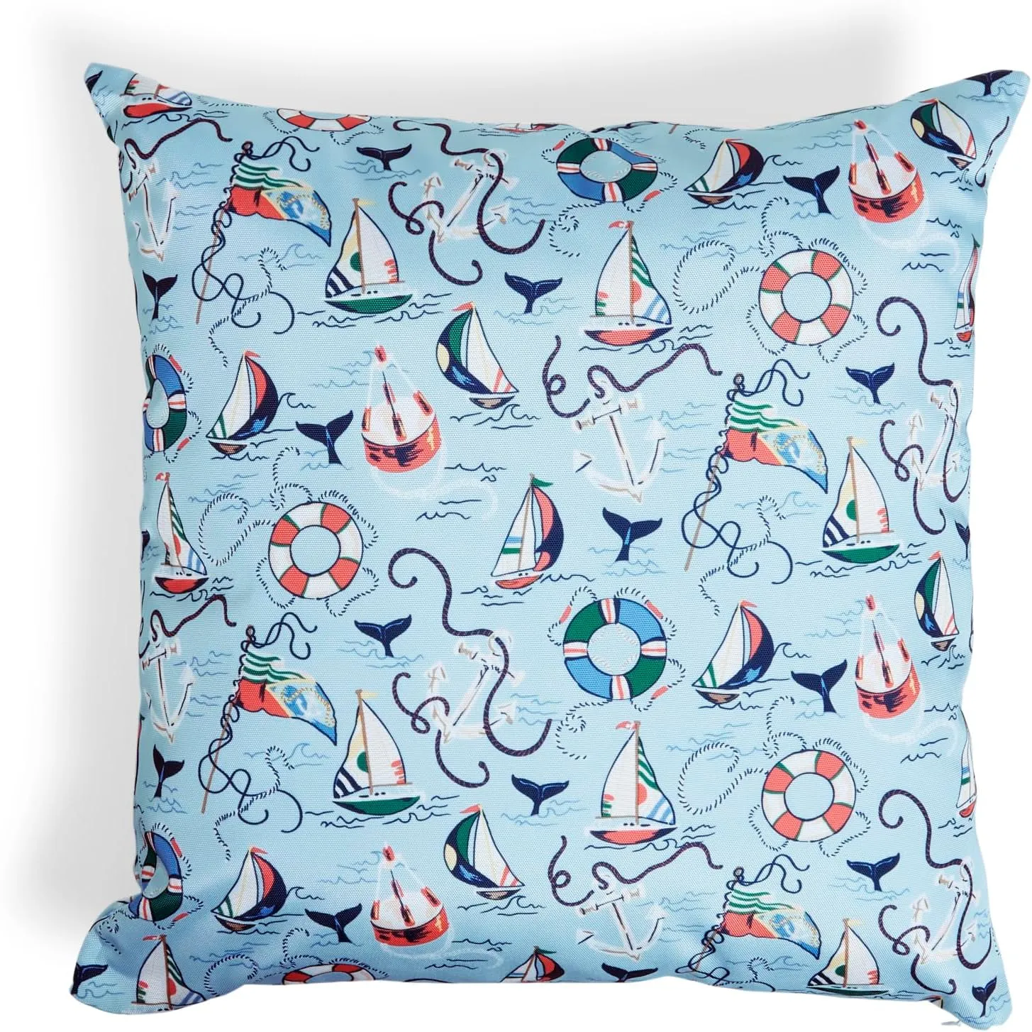 Vera Bradley Women's Recycled Lighten Up Water-resistant Indoor/Outdoor Throw Pillow With Hypoallergenic Insert, Really Regatta, One Size