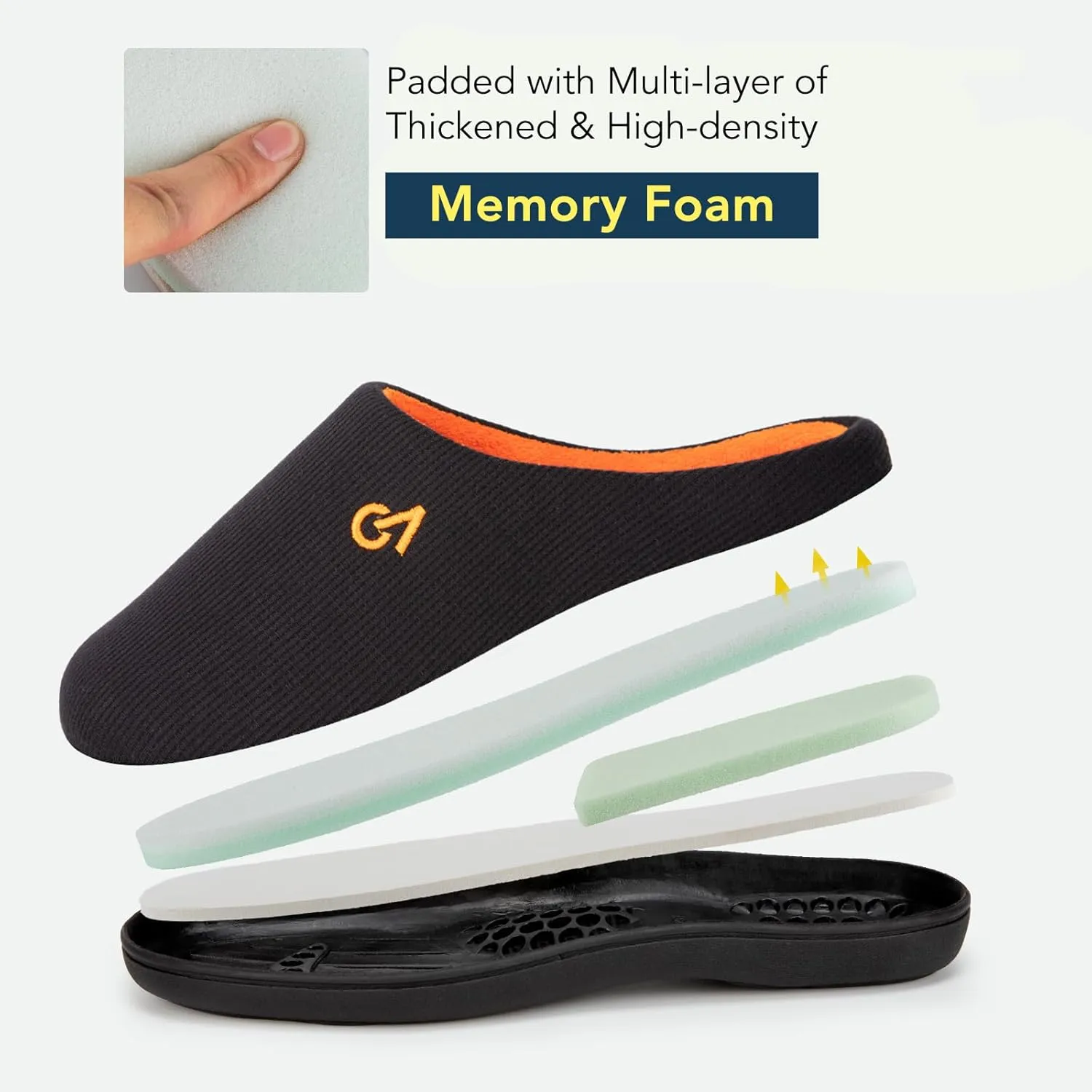 VeraCosy Men's Two-Tone Memory Foam House Slippers Indoor Outdoor Durable Rubber Sole