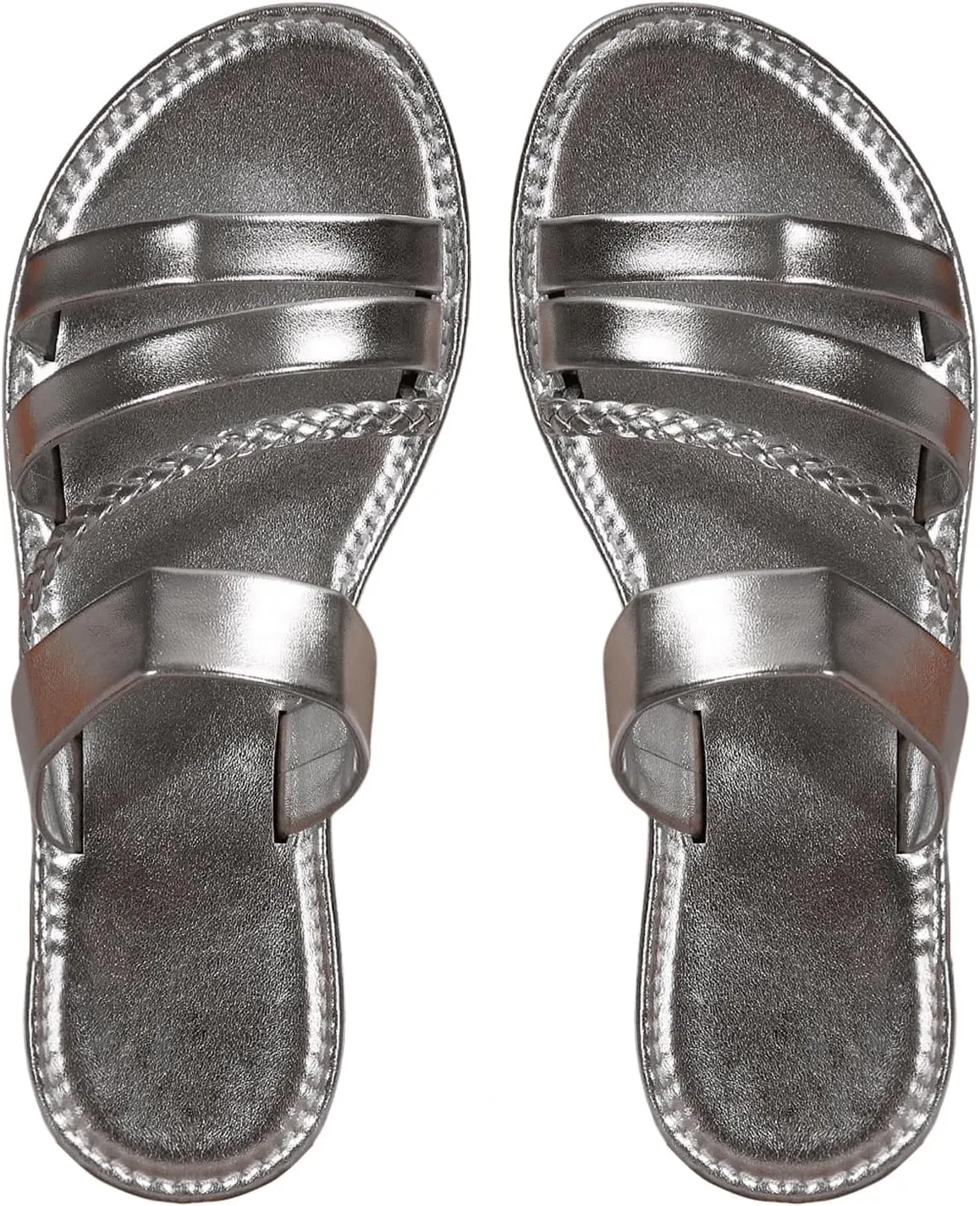 Verdusa Women's Braided Strappy Flat Sandals Summer Slides Open Toe Beach Shoes