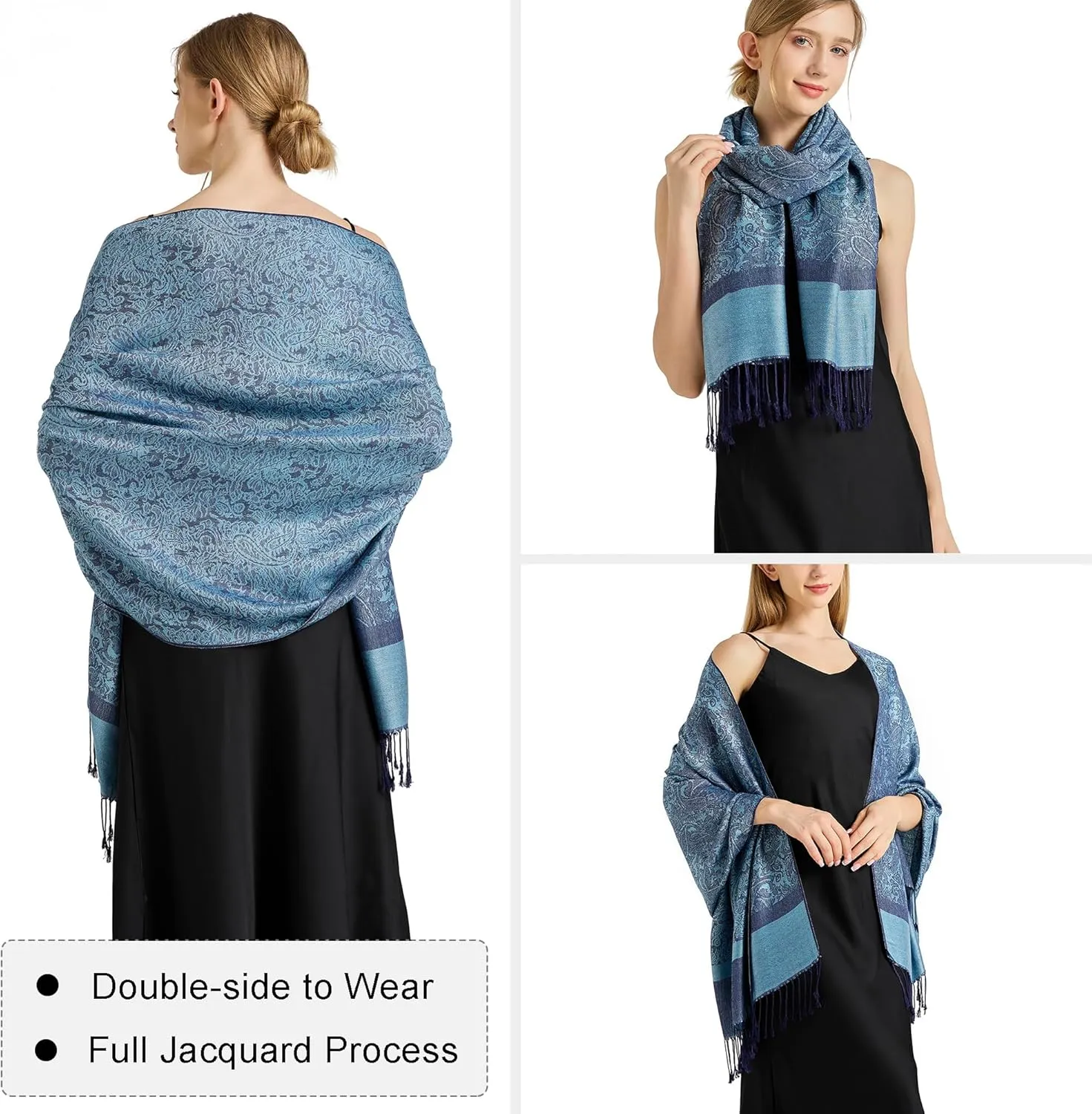 vimate Silky Paisley Pashmina Shawl Scarf-Women's Soft Double-side Jacquard Pashminas Wrap for Evening Dress Travel Shawl