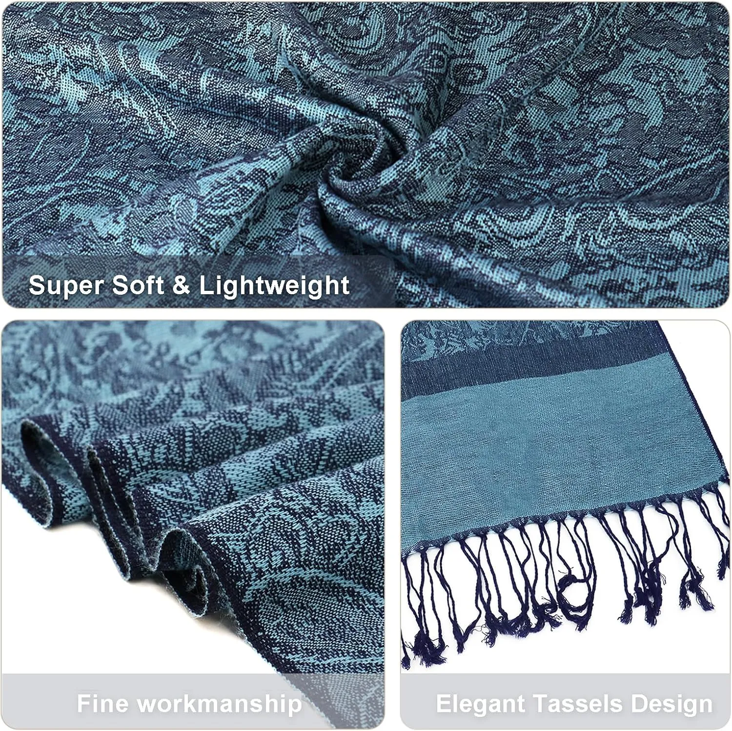 vimate Silky Paisley Pashmina Shawl Scarf-Women's Soft Double-side Jacquard Pashminas Wrap for Evening Dress Travel Shawl
