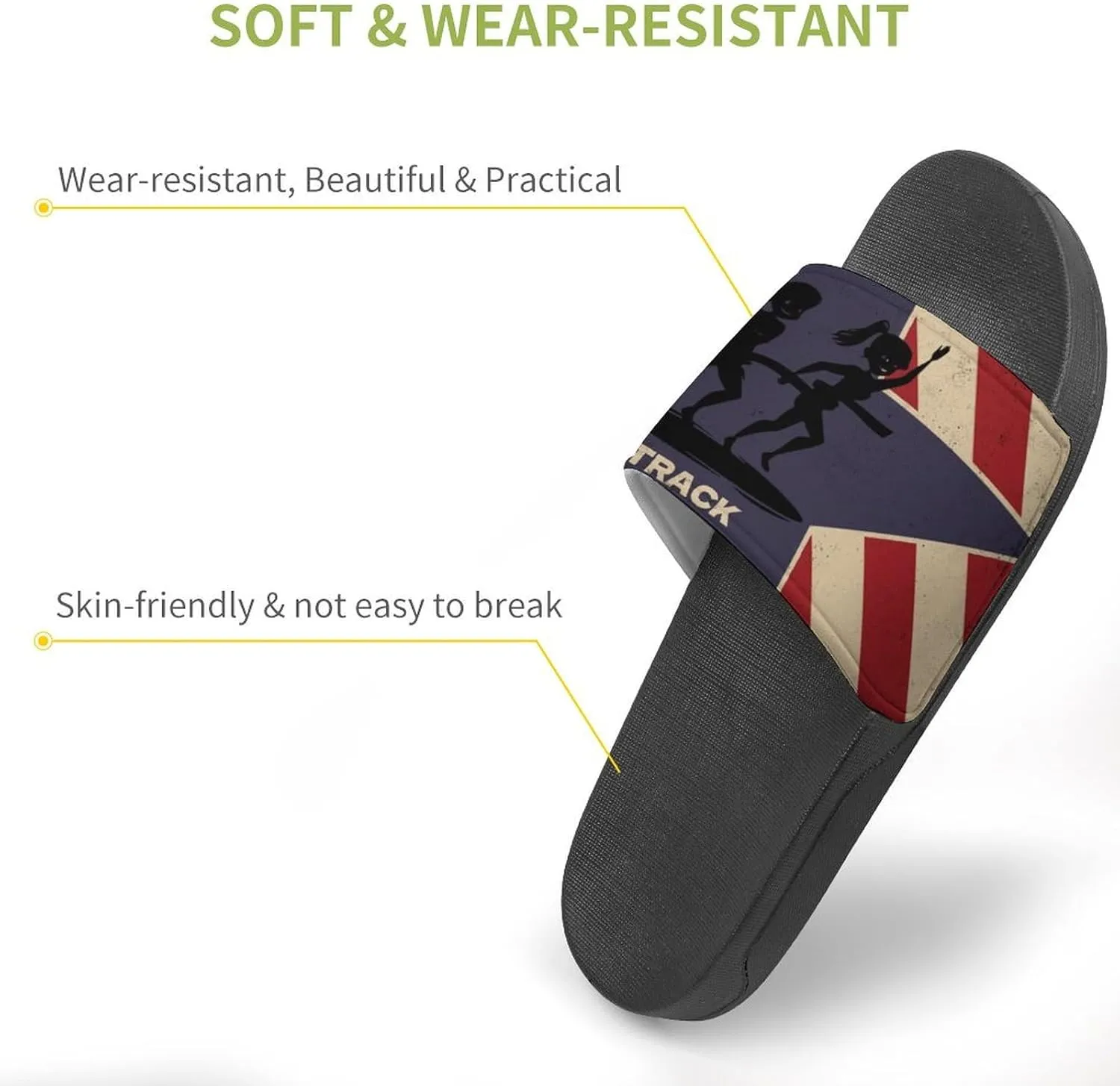 Vintage American Flag Track And Field Slippers Shower Slipper In-Door Slipper Quick Drying Non-Slip Bathroom Pool Woman Man PVC