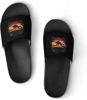 Vintage Diver Diving On Sunset Slippers Indoor Outdoor Unisex House Slipper Shower Slippers Non-Slip Open Toe Shoes