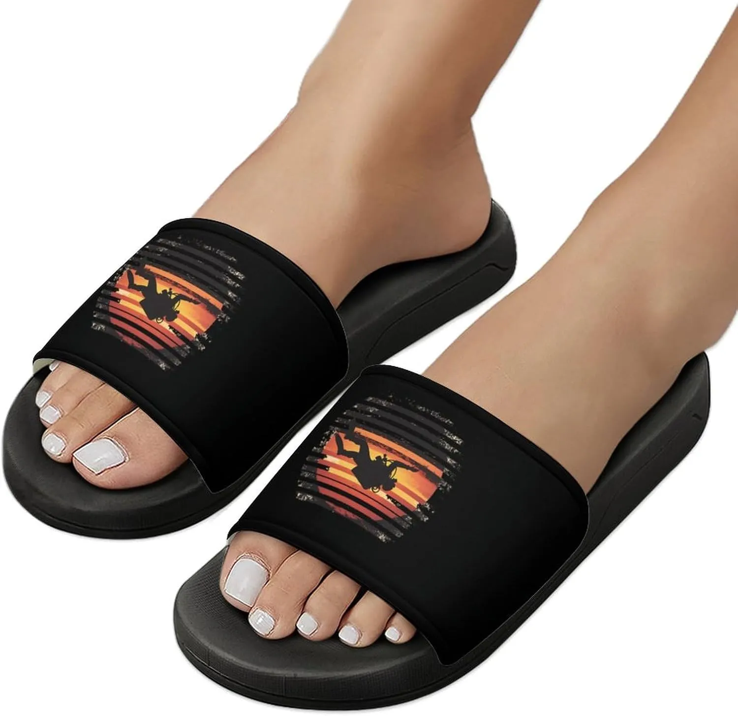 Vintage Diver Diving On Sunset Slippers Indoor Outdoor Unisex House Slipper Shower Slippers Non-Slip Open Toe Shoes