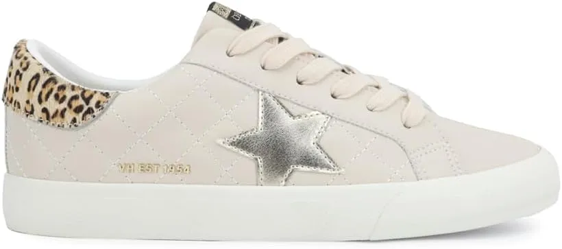 Vintage Havana Womens Grande Metallic Leopard Slip On Sneakers Shoes Casual - White