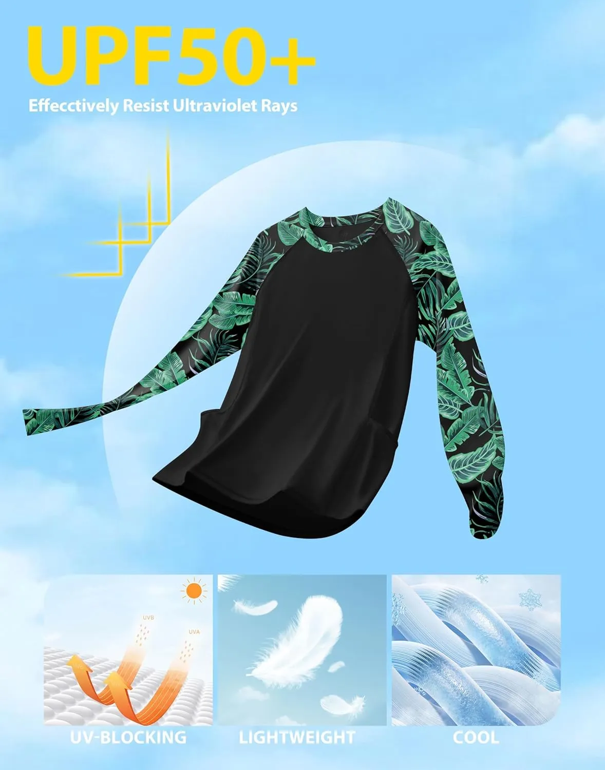 Viodia Rash Guard for Women UPF 50  SPF UV Long Sleeve Shirts Sun Protection Dri Fit Hiking Swim Shirt with Pockets