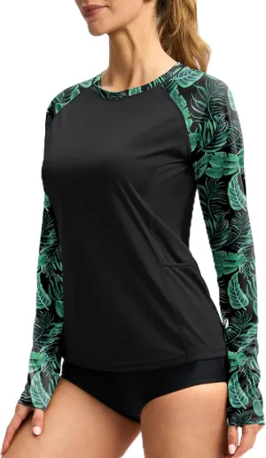 Viodia Rash Guard for Women UPF 50  SPF UV Long Sleeve Shirts Sun Protection Dri Fit Hiking Swim Shirt with Pockets