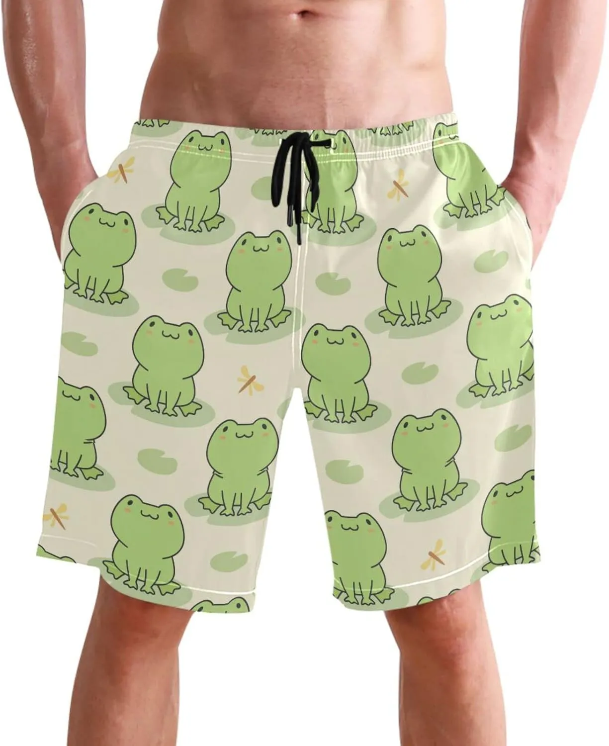 visesunny Fashion Funny Style Men's Beach Shorts Swim Trunks Quick Dry Casual Polyester Swim Shorts with Pockets S-XXL