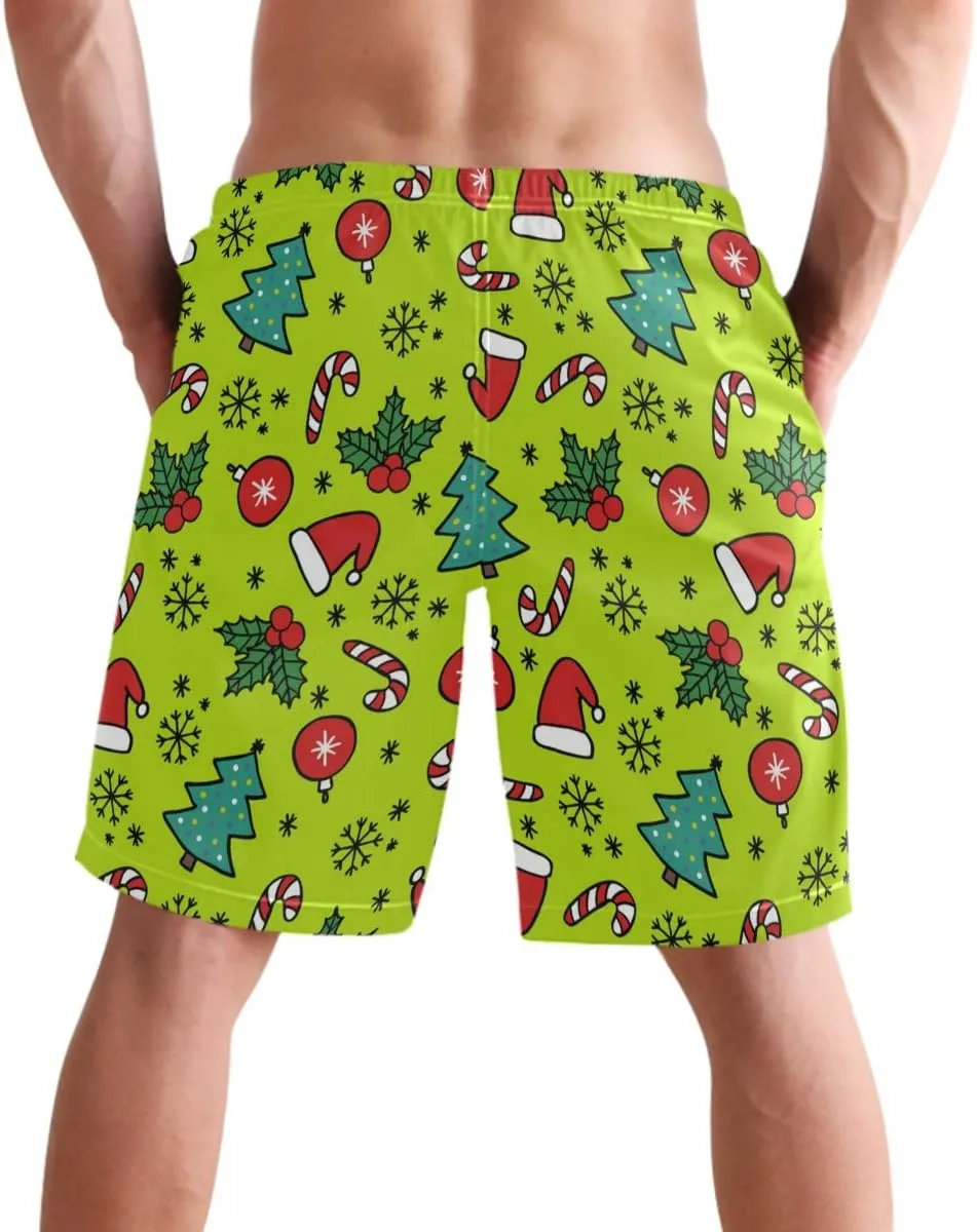 visesunny Hawaiian Men's Summer Beach Shorts Swim Trunks Sports Running Bathing Suits with Mesh Lining