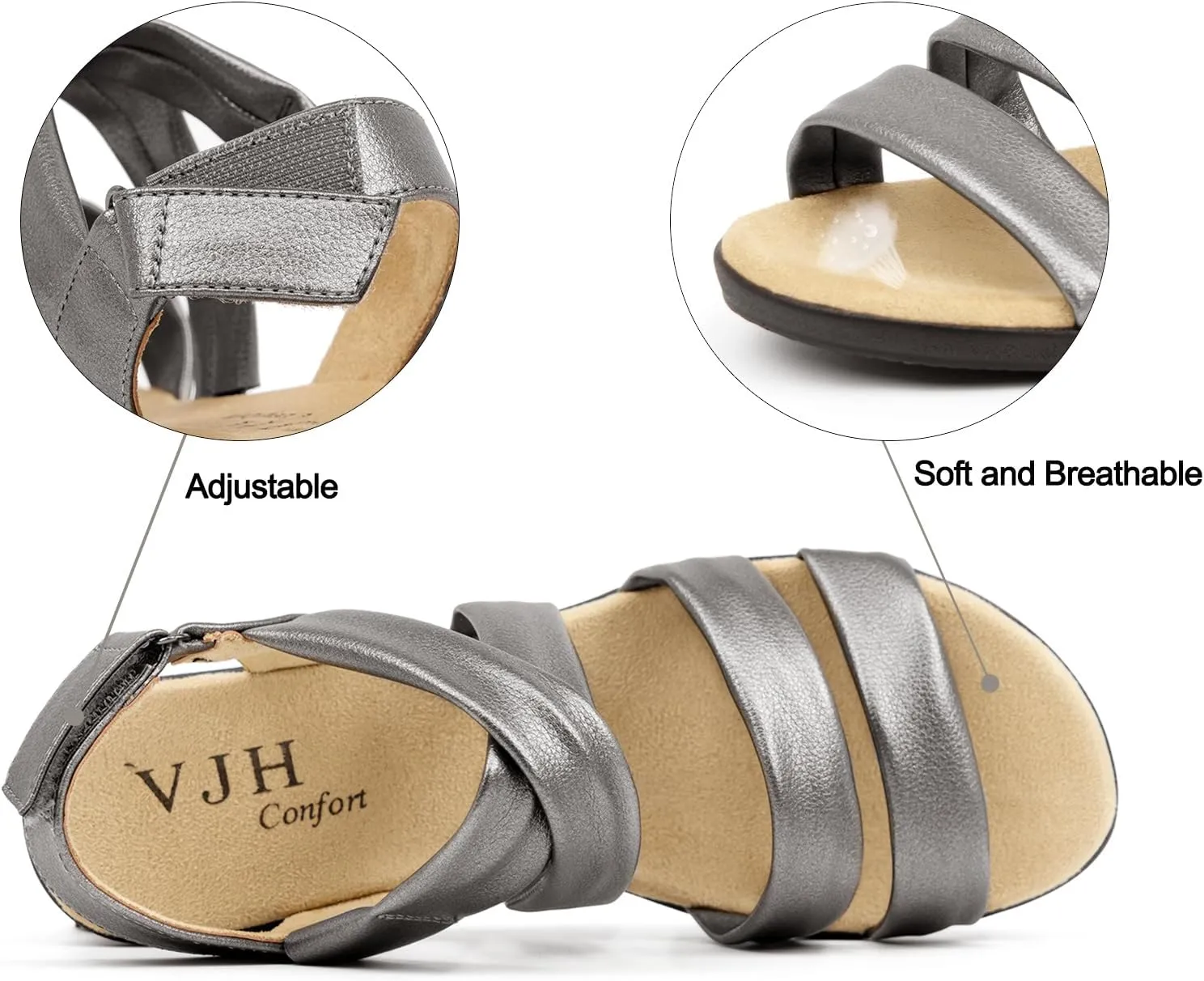 VJH confort Women’s Flat Sandals, Soft Straps Slip-on Open Toe Light Weight Elastic Slingback Comfort Casual Walking Sandals