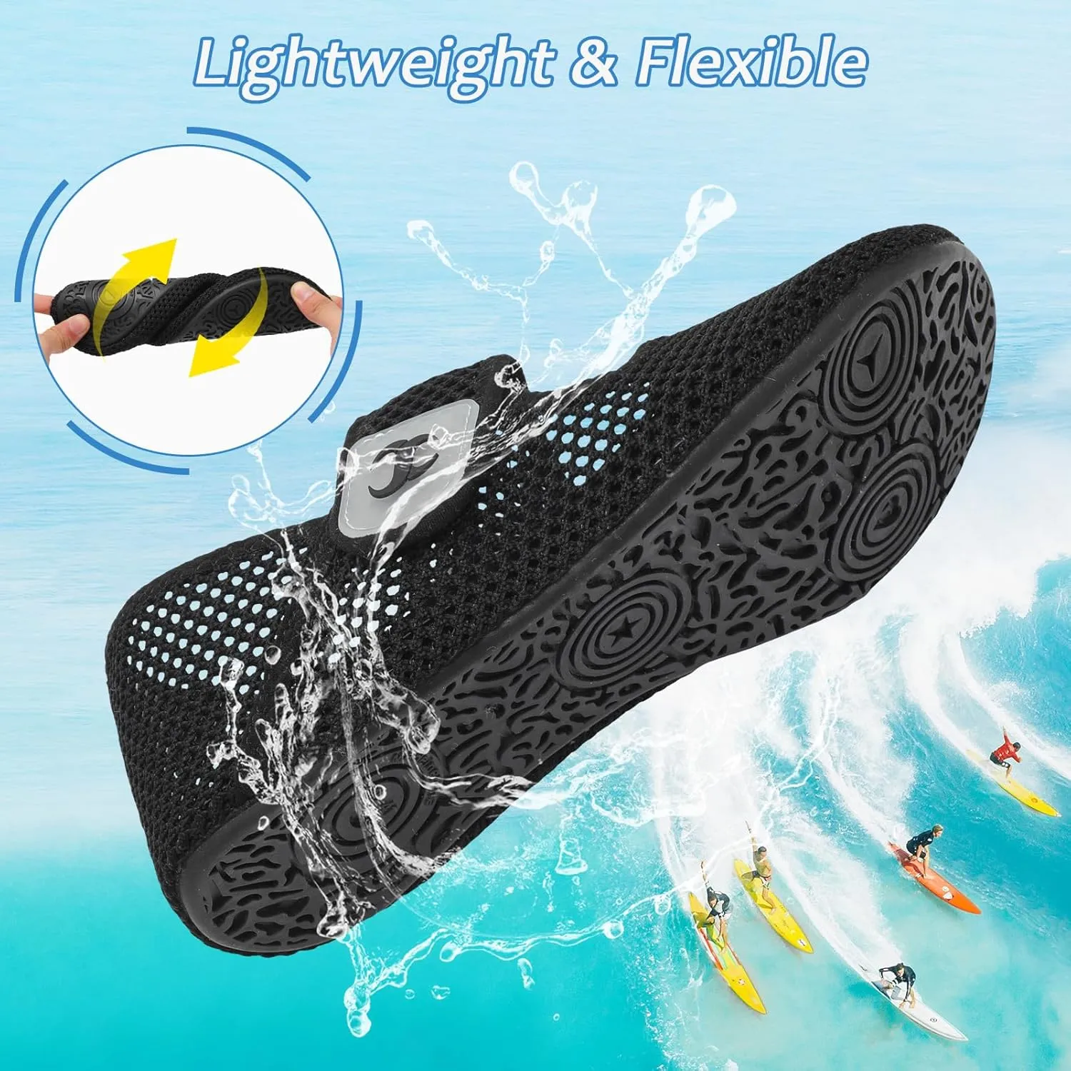 Water Shoes for Women Men Barefoot Beach Swim Aqua Socks Summer Wide Slides Sandals Quick Dry Pool River Sea Sock Shoes