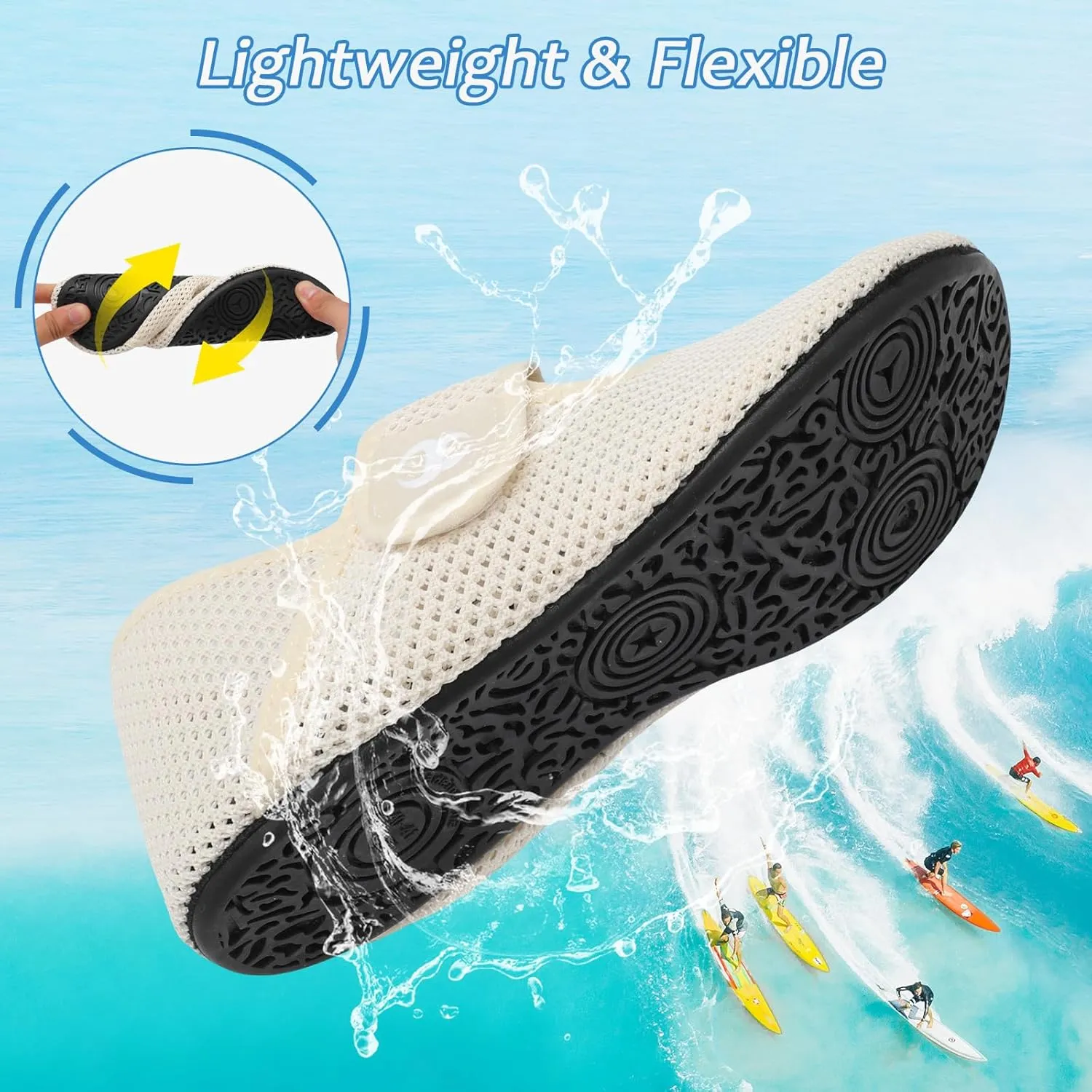 Water Shoes for Women Men Barefoot Beach Swim Aqua Socks Summer Wide Slides Sandals Quick Dry Pool River Sea Sock Shoes