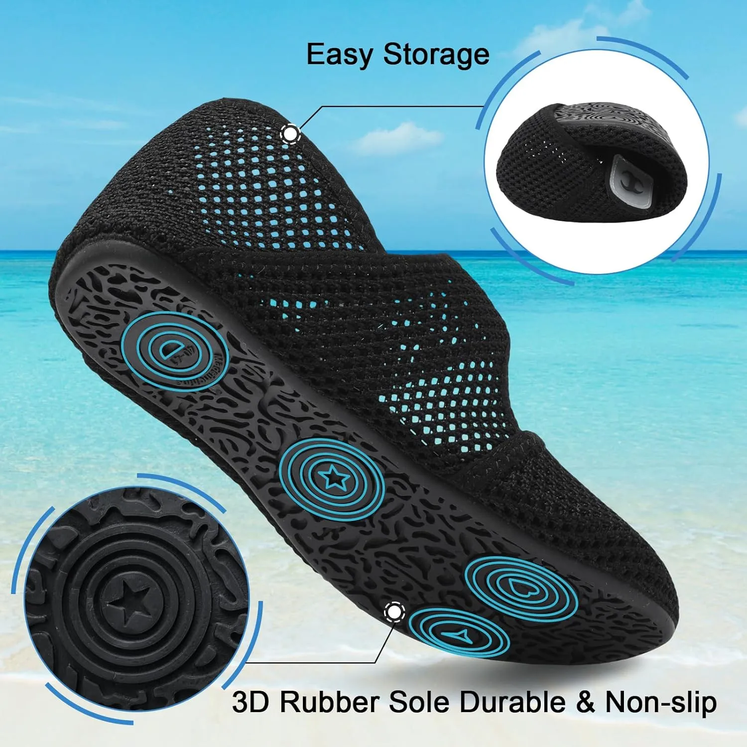 Water Shoes for Women Men Barefoot Beach Swim Aqua Socks Summer Wide Slides Sandals Quick Dry Pool River Sea Sock Shoes