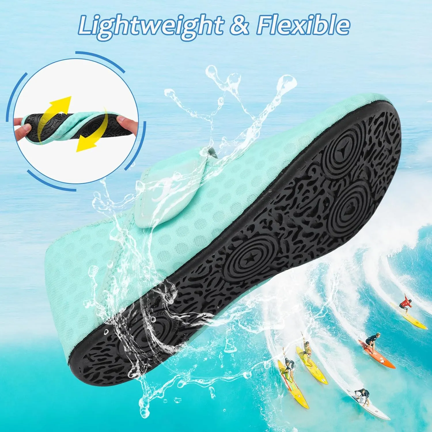 Water Shoes for Women Men Barefoot Beach Swim Aqua Socks Summer Wide Slides Sandals Quick Dry Pool River Sea Sock Shoes