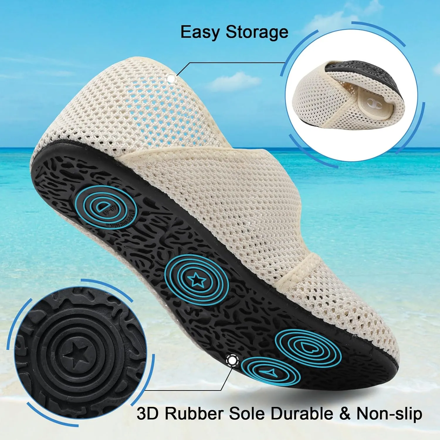 Water Shoes for Women Men Barefoot Beach Swim Aqua Socks Summer Wide Slides Sandals Quick Dry Pool River Sea Sock Shoes