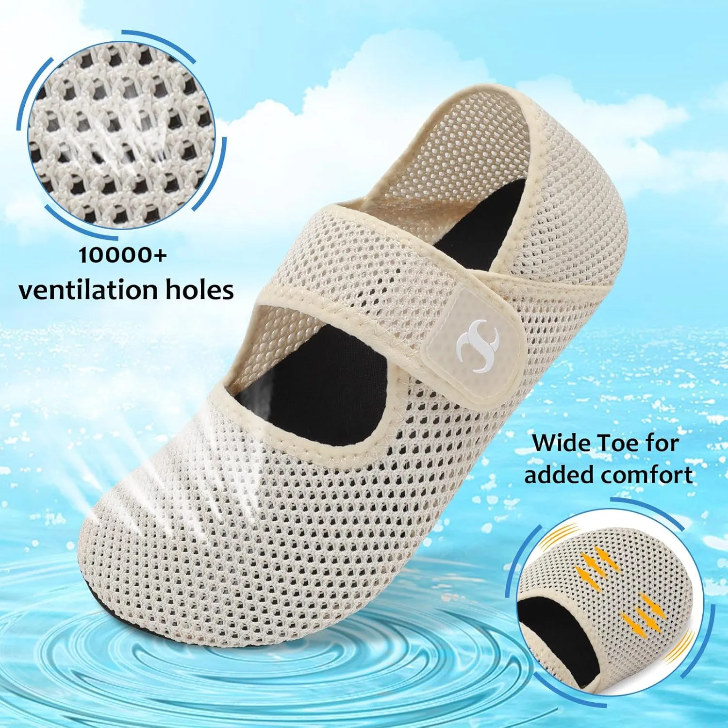 Water Shoes for Women Men Barefoot Beach Swim Aqua Socks Summer Wide Slides Sandals Quick Dry Pool River Sea Sock Shoes