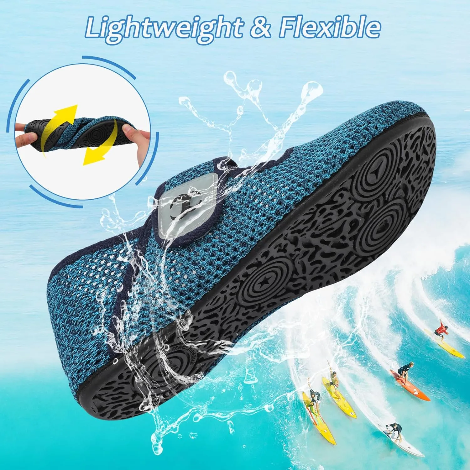 Water Shoes for Women Men Barefoot Beach Swim Aqua Socks Summer Wide Slides Sandals Quick Dry Pool River Sea Sock Shoes