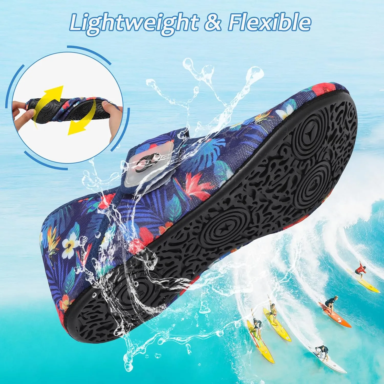 Water Shoes for Women Men Barefoot Beach Swim Aqua Socks Summer Wide Slides Sandals Quick Dry Pool River Sea Sock Shoes