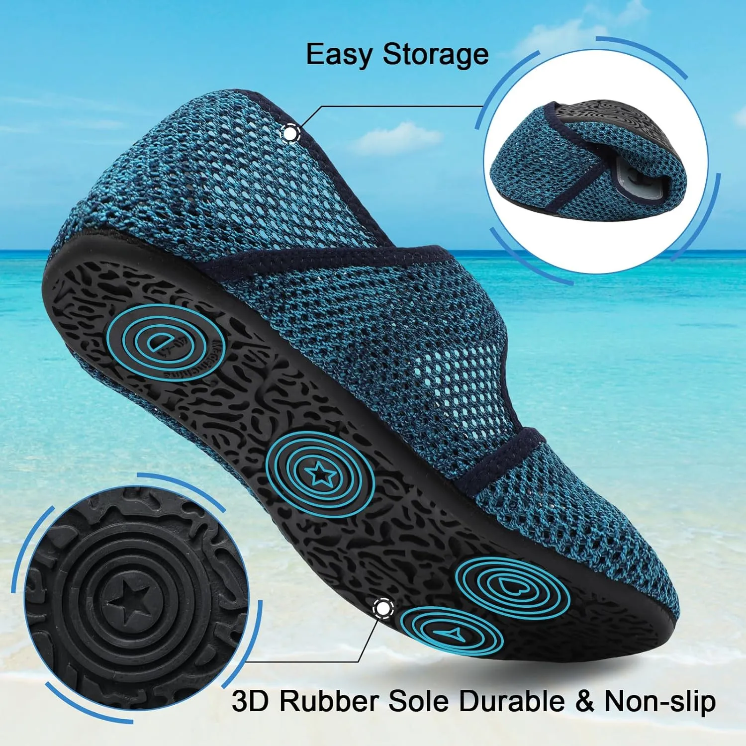 Water Shoes for Women Men Barefoot Beach Swim Aqua Socks Summer Wide Slides Sandals Quick Dry Pool River Sea Sock Shoes