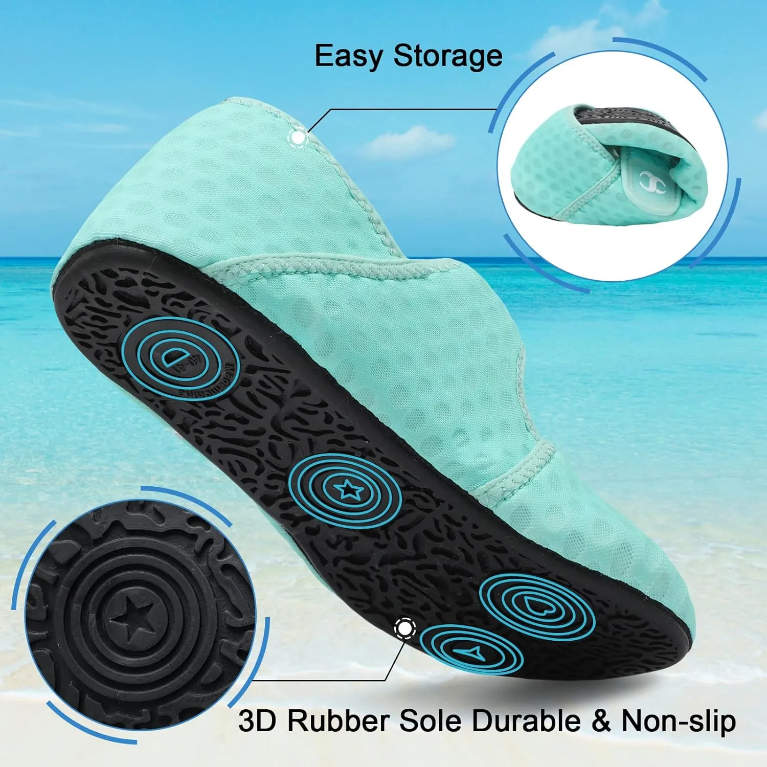 Water Shoes for Women Men Barefoot Beach Swim Aqua Socks Summer Wide Slides Sandals Quick Dry Pool River Sea Sock Shoes