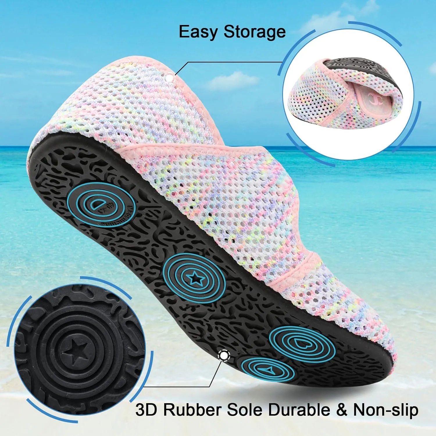 Water Shoes for Women Men Barefoot Beach Swim Aqua Socks Summer Wide Slides Sandals Quick Dry Pool River Sea Sock Shoes