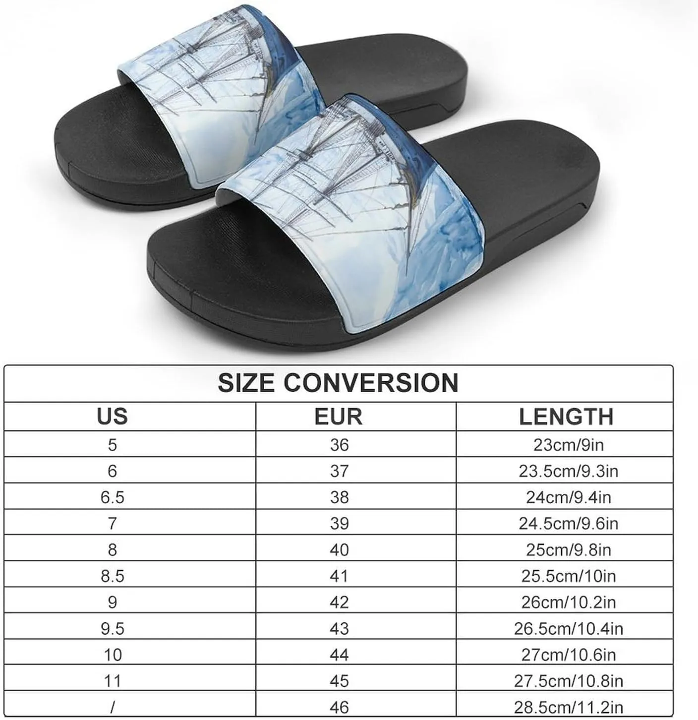 Watercolor Old Ships And Glaciers Slippers Indoor Outdoor Unisex House Slipper Shower Slippers Non-Slip Open Toe Shoes