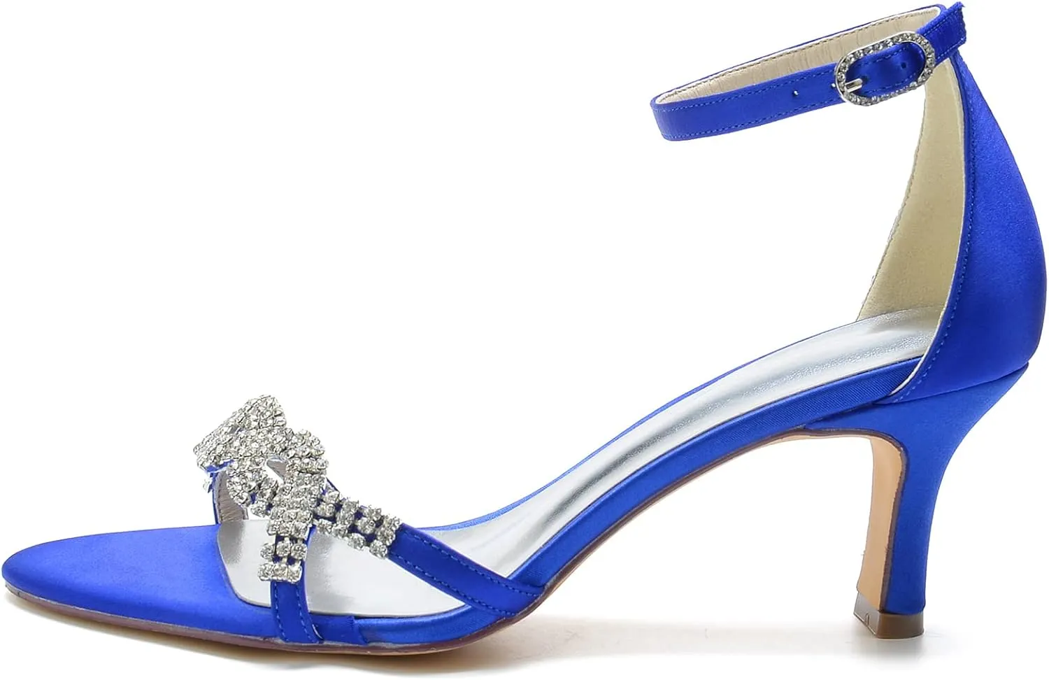 Wedding Bridal Shoes Satin Beaded mid Heels Pumps Sandals Shoes Women Dress Shoes for Bride Open Toe Slingback Pumps Heeled