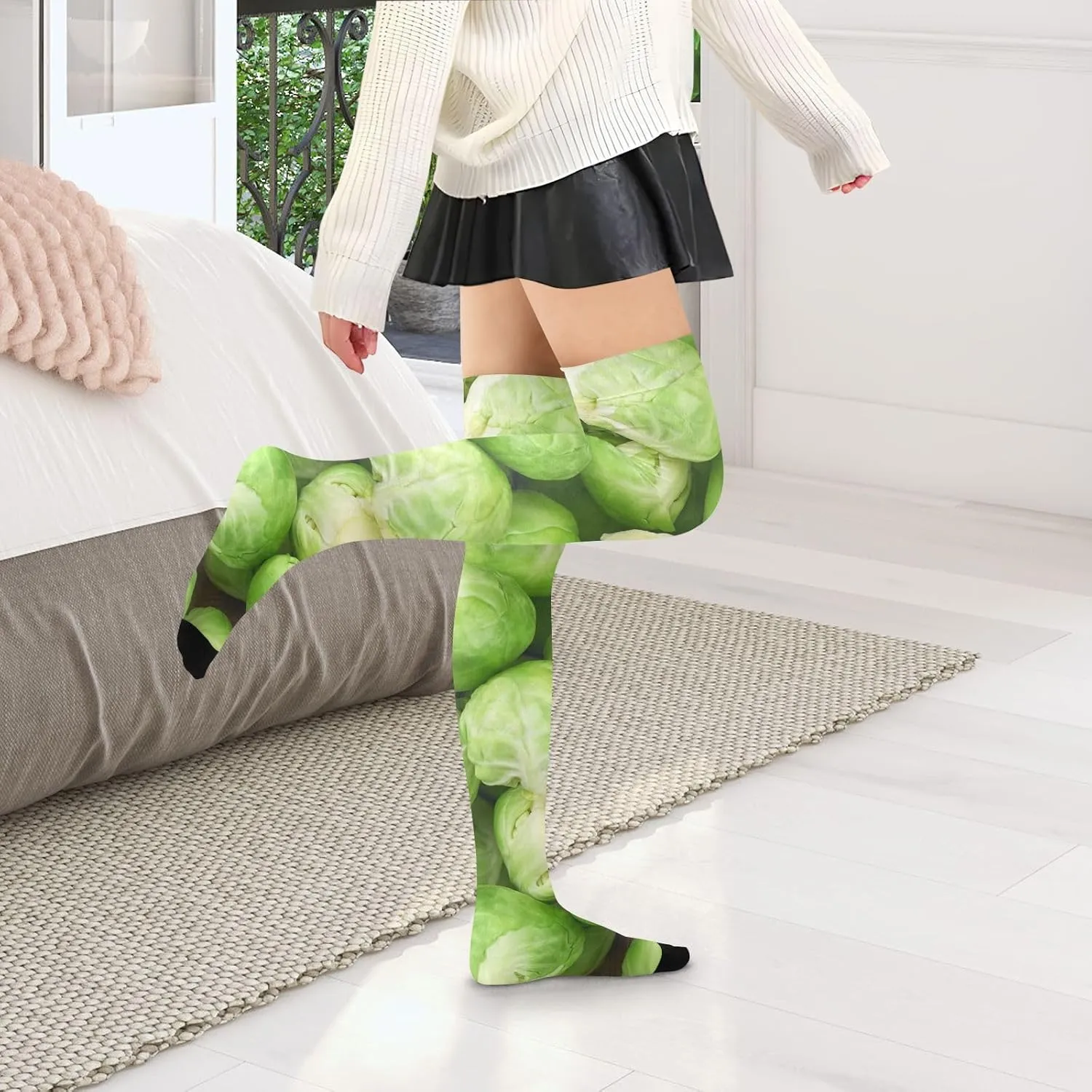 Weeds Leaf Skull Women Thigh High Socks Warm Over the Knee Socks Long Knee High Boot Stockings Leg Warmer