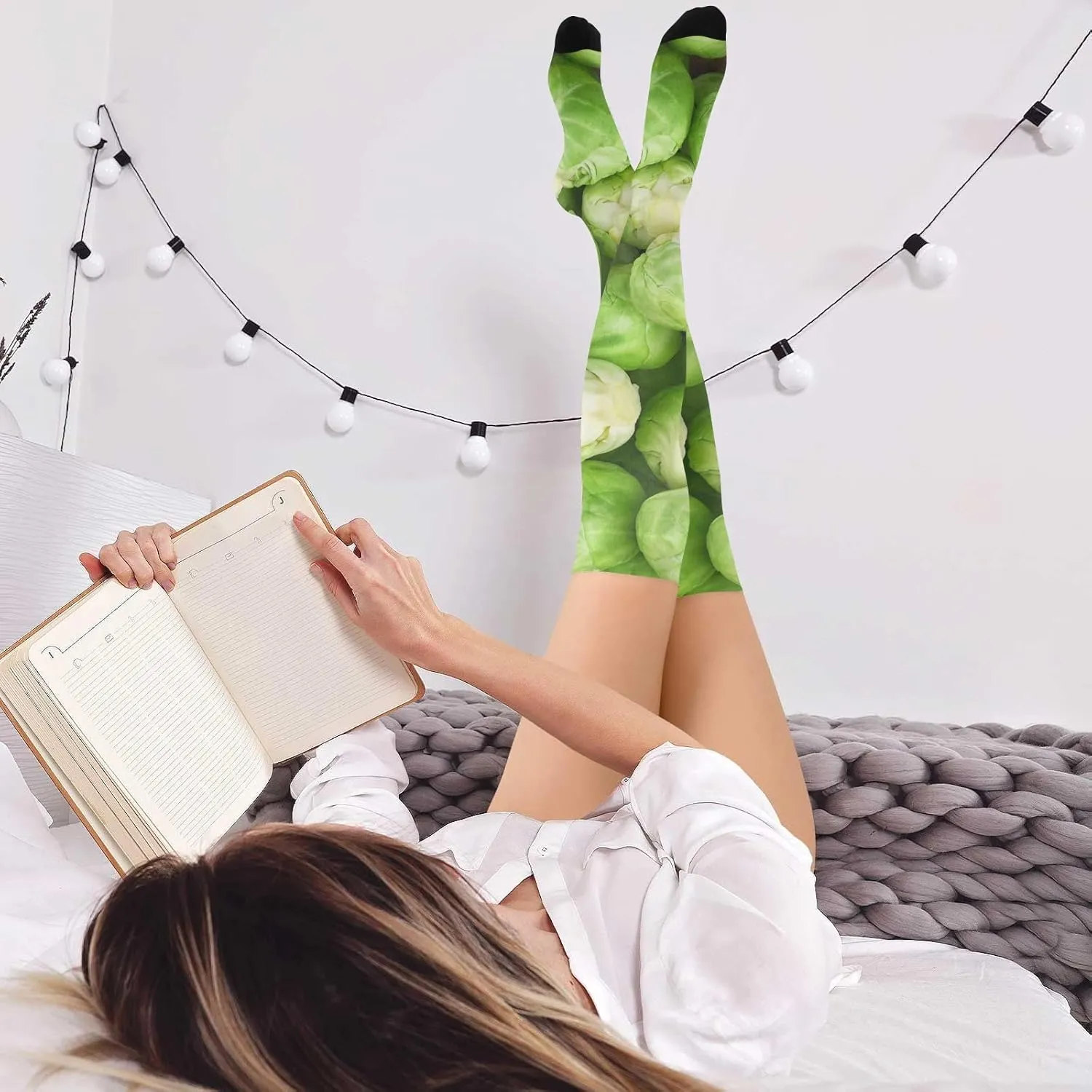 Weeds Leaf Skull Women Thigh High Socks Warm Over the Knee Socks Long Knee High Boot Stockings Leg Warmer