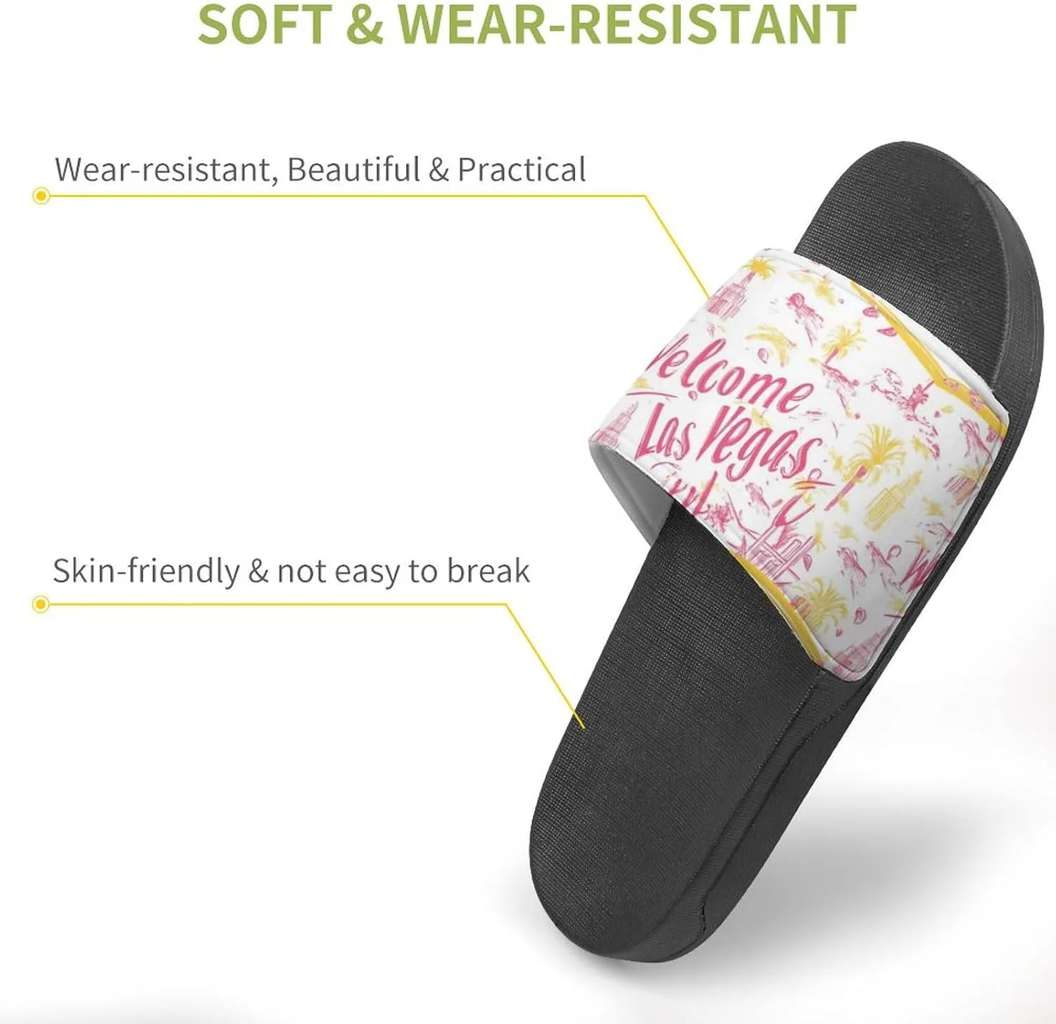 Welcome Las Vegas Shower Sandals Home Slippers Non-Slip Quick Drying Beach Bathroom Slipper
