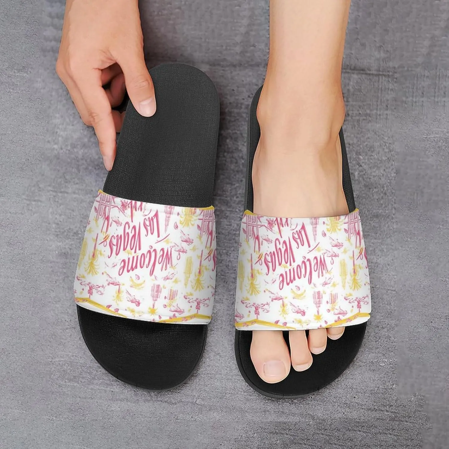 Welcome Las Vegas Shower Sandals Home Slippers Non-Slip Quick Drying Beach Bathroom Slipper