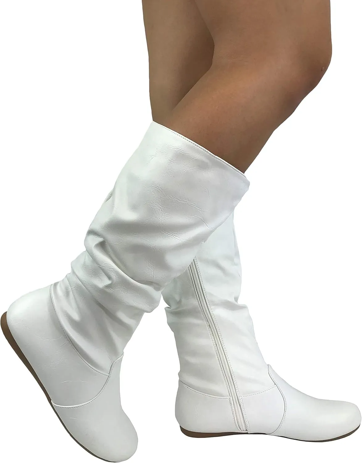 Wells Collection Womens Boots Soft Slouchy Flat to Low Heel Under Knee High