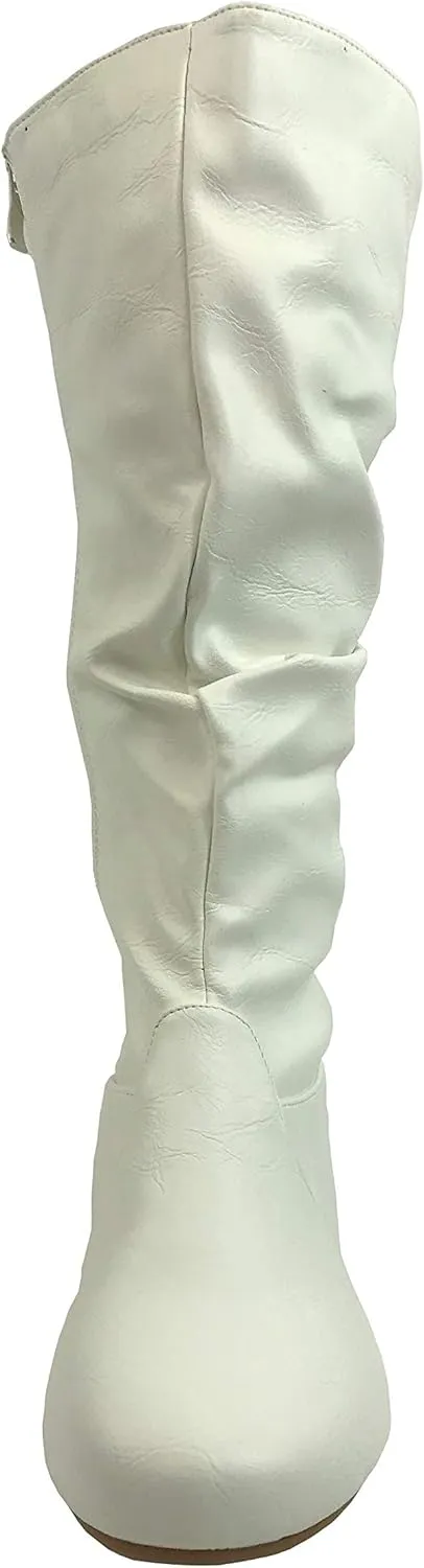 Wells Collection Womens Boots Soft Slouchy Flat to Low Heel Under Knee High