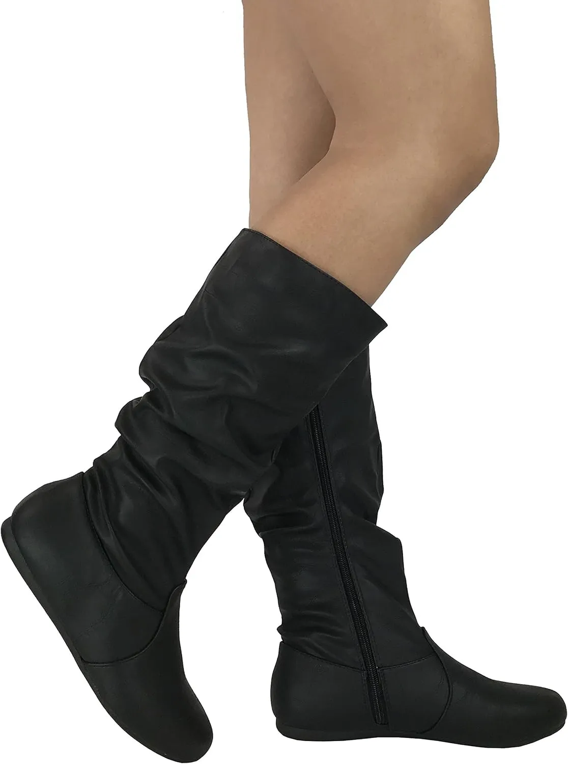 Wells Collection Womens Boots Soft Slouchy Flat to Low Heel Under Knee High