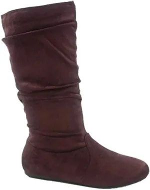 Wells Collection Womens Boots Soft Slouchy Flat to Low Heel Under Knee High