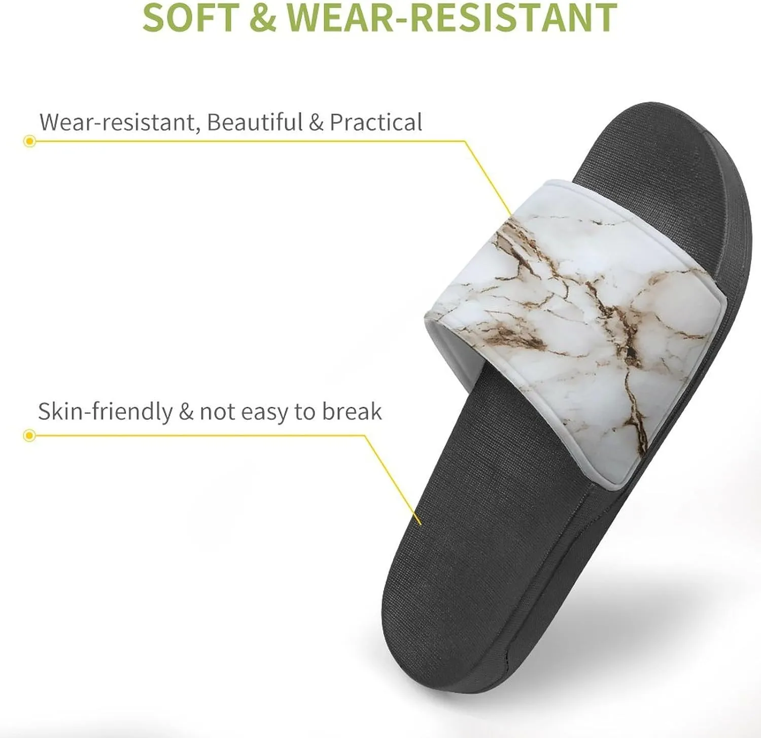 White Marble Shower Sandals Home Slippers Non-Slip Quick Drying Beach Bathroom Slipper