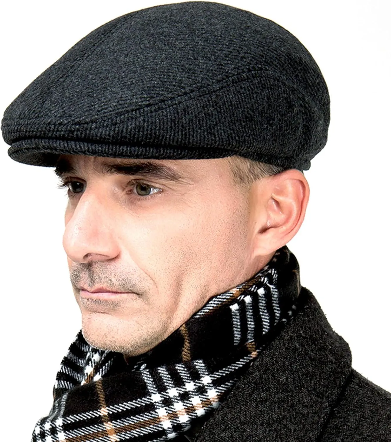 Winter for Men Outdoor Hat, Beret Flat Newsboy Gatsby Hats Adjustable Warm Sport Golf Flat Cap Hats Dad Caps Earflaps Thicken