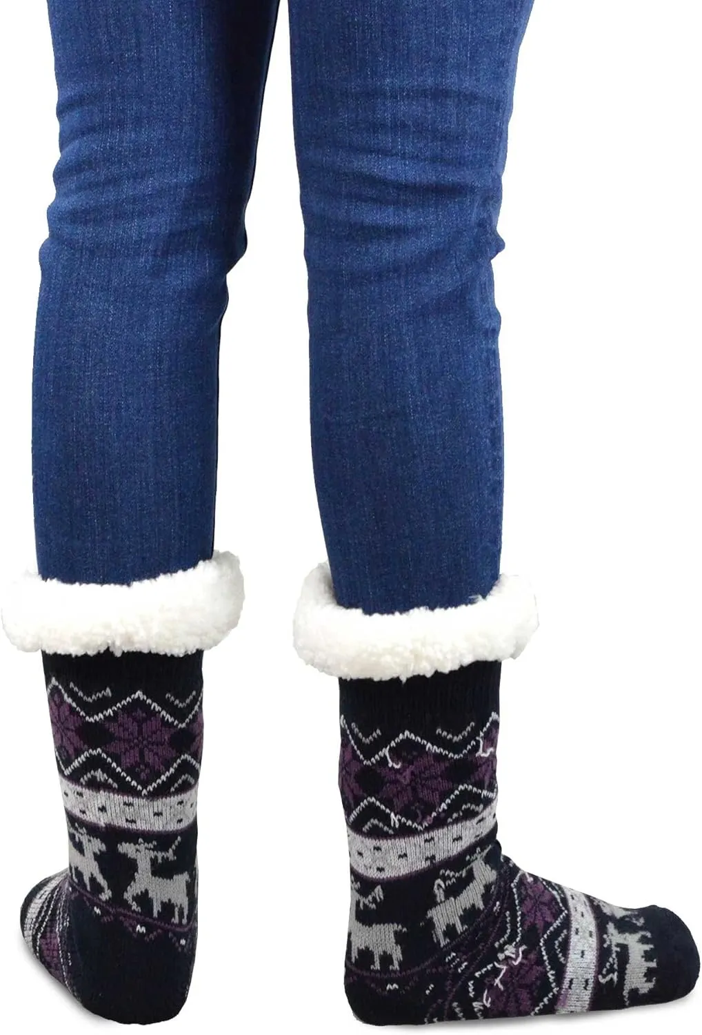 Winter Thick Thermal Double Layer Crew Socks for Adults 3 Pair Christmas Santa Snowman Deer Cat Dog Ski Socks