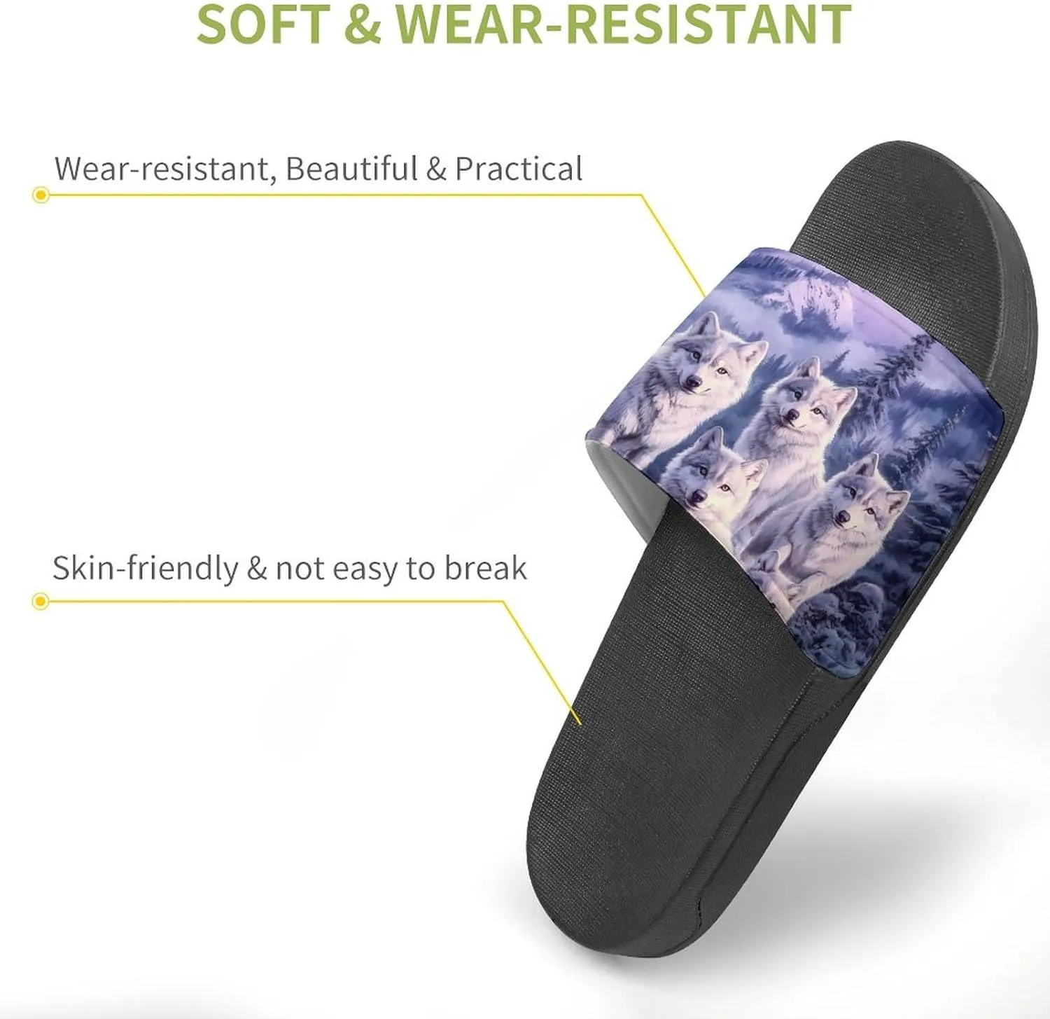 Wolf Mountains Purple Sunset Slippers Indoor Outdoor Unisex House Slipper Shower Slippers Non-Slip Open Toe Shoes