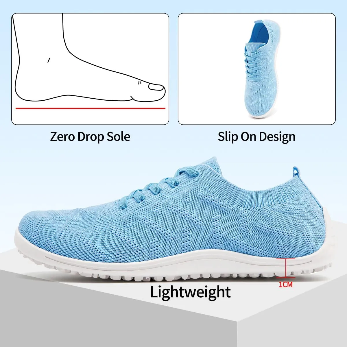Women Barefoot Shoes Slip-On Lightweight Minimalist Walking Shoes for Travel Hiking Casual Wear Daily Use Zero Drop Thin Sole Soft Breathable Upper