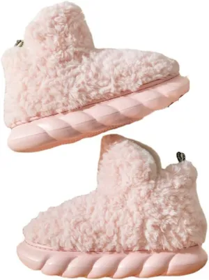 Women Men Bootie Slippers Fluffy Furry House Slipper Winter Warm Anti-Skid Plush Christmas Slippers with Faux Fur Lining