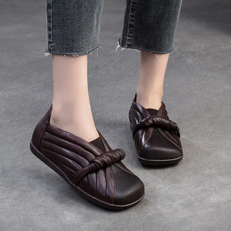 Women Retro Soft Leather Flat Casual Shoes