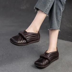 Women Retro Soft Leather Flat Casual Shoes