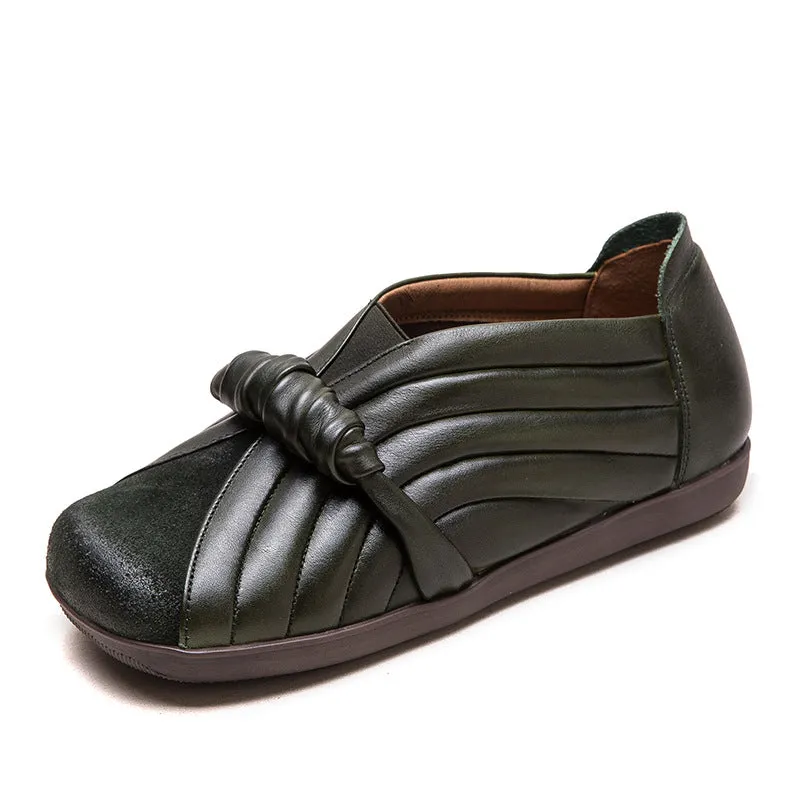Women Retro Soft Leather Flat Casual Shoes